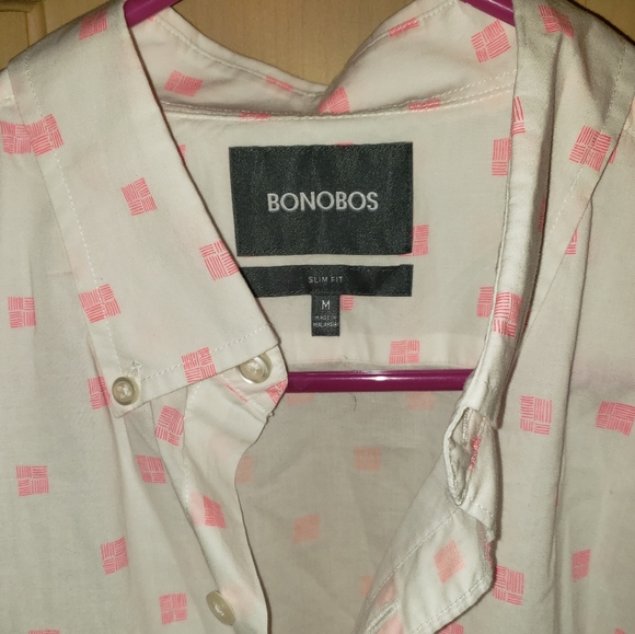Mens sz M Bonobos Long sleeve pink white geometric shirt - Picture 5 of 5